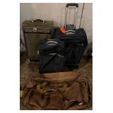 Luggage Set - Black Suitcases, Olive Green Case & Brown Duffel