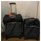 Luggage Set - Black Suitcases, Olive Green Case & Brown Duffel