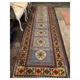Kilim Runner Rug - Geometric Multicolor Border & Octagonal Medallions