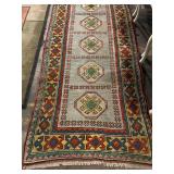 Kilim Runner Rug - Geometric Multicolor Border & Octagonal Medallions
