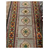 Kilim Runner Rug - Geometric Multicolor Border & Octagonal Medallions