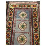 Kilim Runner Rug - Geometric Multicolor Border & Octagonal Medallions