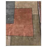 Geometric Area Rug - Multicolor Block Pattern with White Stripe (Beige, Gray, Rust, Olive)