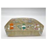 Art Glass Millefiori Cane Sculpture with Gold Crackle Base