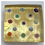 Art Glass Millefiori Cane Sculpture with Gold Crackle Base