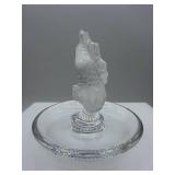 Lalique France Clear Crystal Fish Figurine on Glass Base