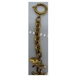 Chanel Interlocking CC Logo Bag Charm - Gold-Tone Chain - Made In France