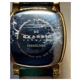 Skagen Denmark 558SGLD8A Crystal-Bezel Gold Tone Watch & Black Leather Strap