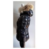 SAM New York Puffer Jacket with Fur Trim Hood - Size S - Black