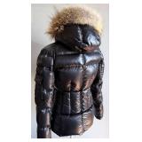 SAM New York Puffer Jacket with Fur Trim Hood - Size S - Black