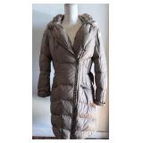 add Goose Down Parka Coat with Oversized Hood - Taupe Puffer Winter Coat