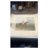 late 1800s memnon horse racing etching
