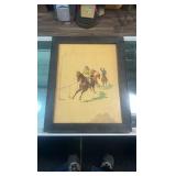 horse racing painting on plywood