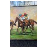Kevin a Williams horse racing oil painting
