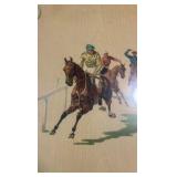 horse racing painting on plywood