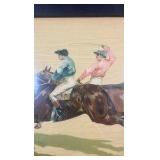 horse racing painting on plywood