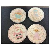 4 Gingerbread Themed Porcelain Plates
