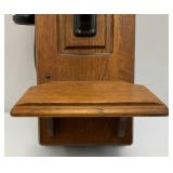 Antique Oak Wall Phone With All Components