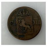 1816 Sweden Skilling Carl XIII Copper Coin