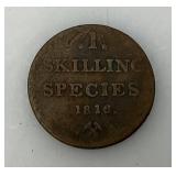1816 Sweden Skilling Carl XIII Copper Coin