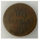 1816 Sweden Skilling Carl XIII Copper Coin