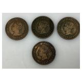 1882, 1884 & 1888 Canada One Cent Queen Victoria Coins Great Condition