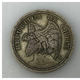 1933 Chile 1 One Peso Coin (Looks To Be high grade condition)
