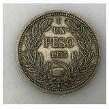 1933 Chile 1 One Peso Coin (Looks To Be high grade condition)