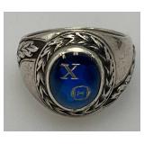 Antique Solid STERLING Oval Masonic Ring With Case 14.83 Grams Overall