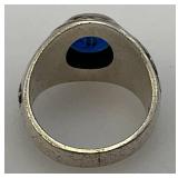Antique Solid STERLING Oval Masonic Ring With Case 14.83 Grams Overall