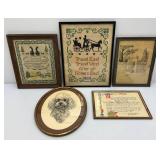 Antique Needle Point, Framed Items And More