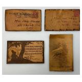 Very Old Antique Leather Post Cards Most With Old Stamps
