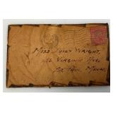 Very Old Antique Leather Post Cards Most With Old Stamps