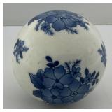 Vintage Chinese Porcelain 4" Orb Sphere Blue/White Floral Carpet Ball