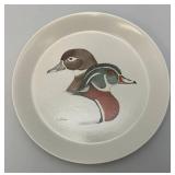 VERY RARE Bennington Potters "Wood Ducks" On Plate 10 1/2"  Bennington Vermont #1669 YA White Agate Pottery (Nice Condition)