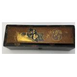 Very Old Chinese Lacquered Box 12" x 4" x 3"