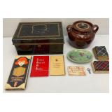 Misc. Vintage Collectibles Including Old Metal Lock Box With Key And More