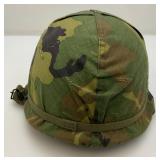 Vietnam War M1 Helmet W/Capac Liner And Camo Cover