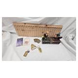 Golfing Animated Coin Bank-Cast Iron with Belt Buckles and Misc Items