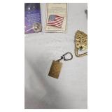 Golfing Animated Coin Bank-Cast Iron with Belt Buckles and Misc Items