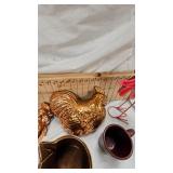 Stoneware Jar, Pitcher, chicken and flamingo décor