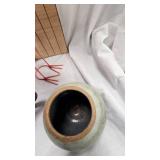 Stoneware Jar, Pitcher, chicken and flamingo décor