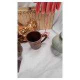 Stoneware Jar, Pitcher, chicken and flamingo décor