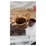 Stoneware Jar, Pitcher, chicken and flamingo décor