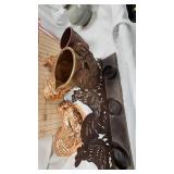 Stoneware Jar, Pitcher, chicken and flamingo décor