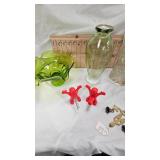 Vintage Vases, Candy Bowl, Footed Pitcher, and other items