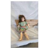 Beautiful Vintage Porcelain Doll with Wood jointed Body