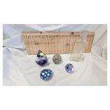 Paperweight Lot(4) with Vintage Bottle