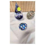 Paperweight Lot(4) with Vintage Bottle