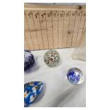 Paperweight Lot(4) with Vintage Bottle